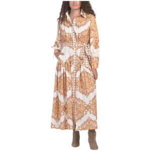 NANCY YANG Belted Maxi Shirt Dress
